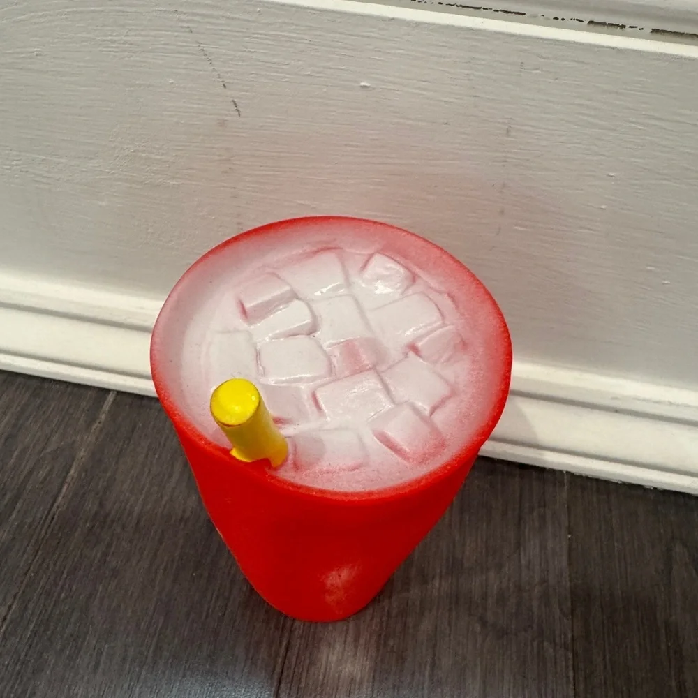 NWOT Pet Dog Squeaker Red Tumbler with Yellow Straw